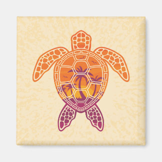 Tropical Sunset Sea Turtle Design Magnet