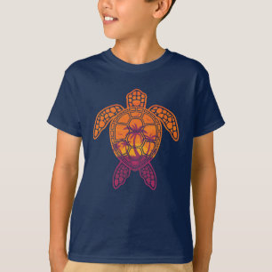 Tropical Sunset Sea Turtle Design T-Shirt
