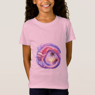 tropical sunset, seashell art, pearl shell, beach T-Shirt