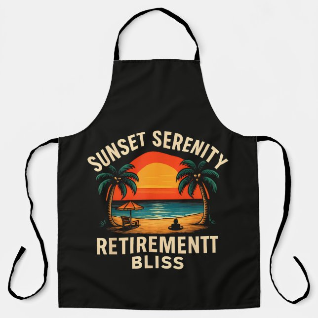 Tropical Sunset Serenity Retirement Beach Scene Apron (Front)