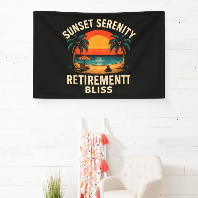 Tropical Sunset Serenity Retirement Beach Scene Banner (Insitu)