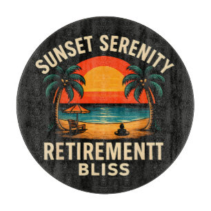 Tropical Sunset Serenity Retirement Beach Scene Cutting Board