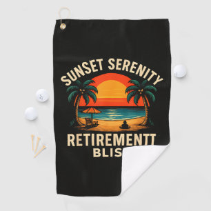 Tropical Sunset Serenity Retirement Beach Scene Golf Towel