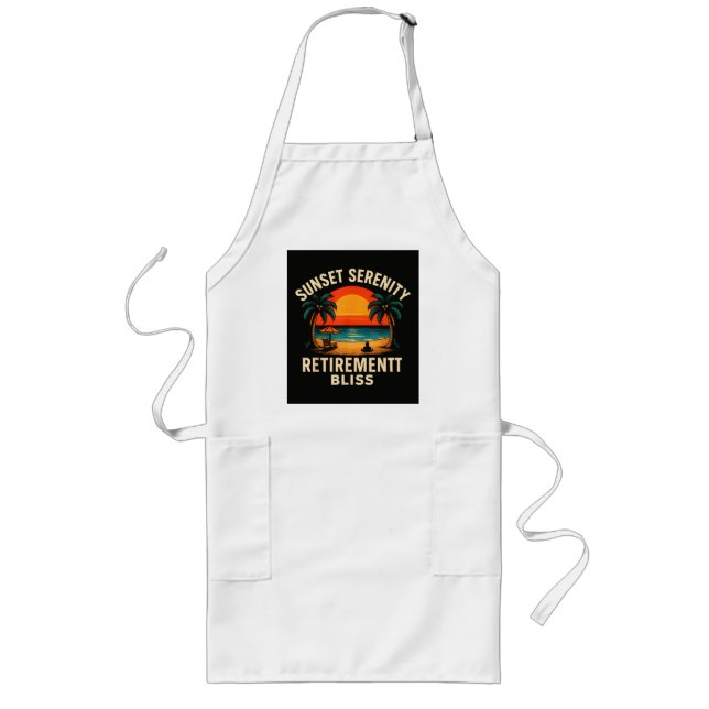 Tropical Sunset Serenity Retirement Beach Scene Long Apron (Front)