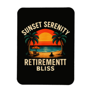 Tropical Sunset Serenity Retirement Beach Scene Magnet