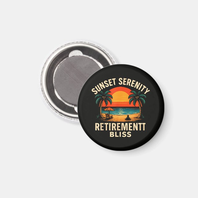 Tropical Sunset Serenity Retirement Beach Scene Magnet (Front/Back)