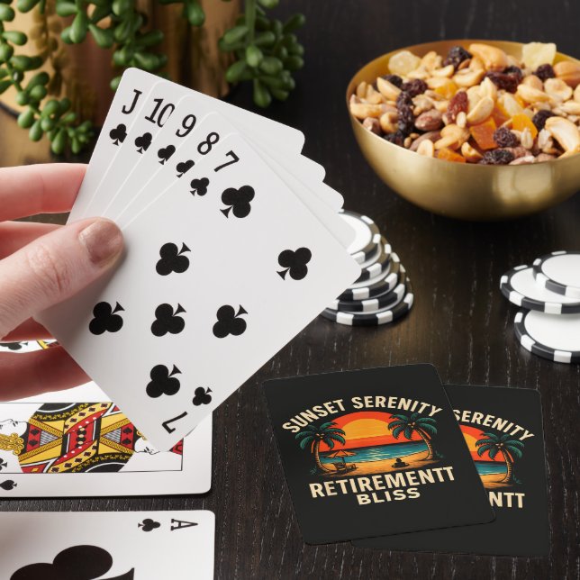 Tropical Sunset Serenity Retirement Beach Scene Playing Cards (In Situ)