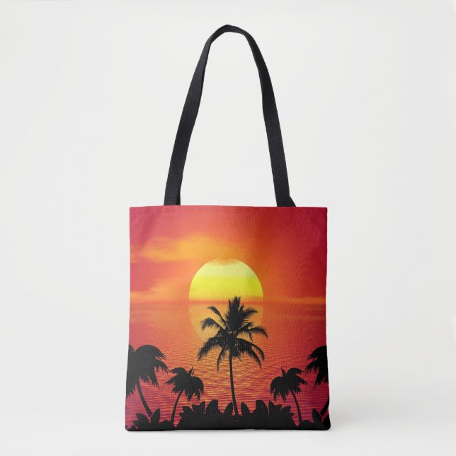 TROPICAL SUNSET Shoulder Tote Bag (Front)