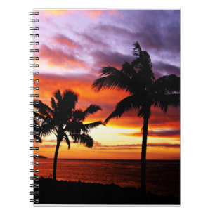 Tropical sunset spiral notebook