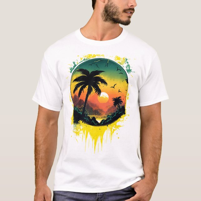 Tropical Sunset Splash Tee (Front)