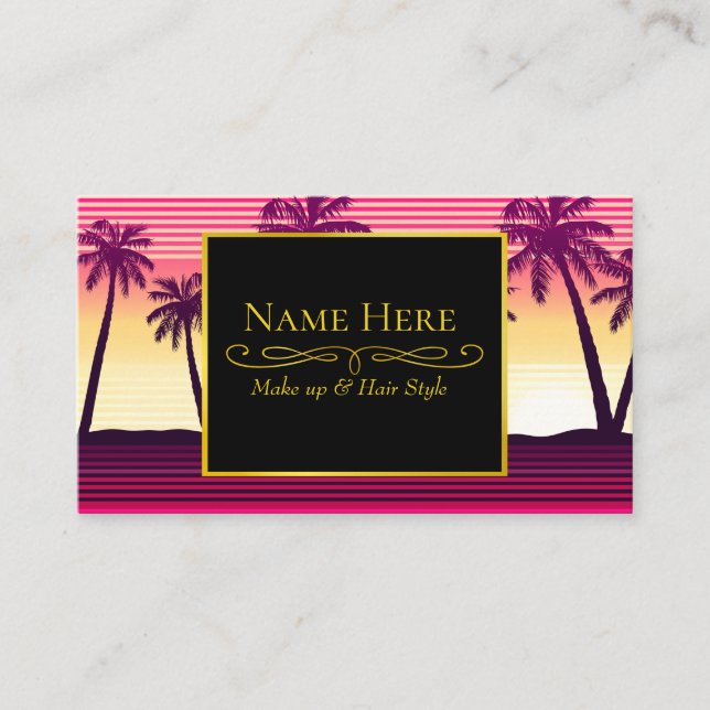 Tropical sunset stripes business card (Front)