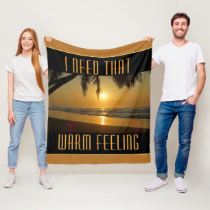 Tropical Sunset (text customisable) Fleece Blanket
