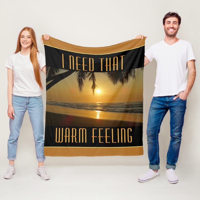 Tropical Sunset (text customisable) Fleece Blanket (In Situ)