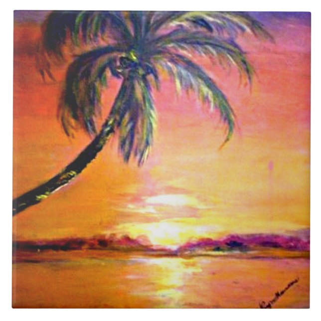 Tropical Sunset Tile (Front)