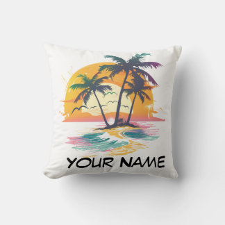 Tropical Sunset Vibes – Palm Trees & Beach Design Cushion