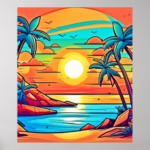 Tropical Sunset: Vivid Coast Poster