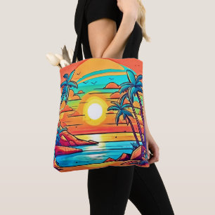 Tropical Sunset: Vivid Coast Tote Bag