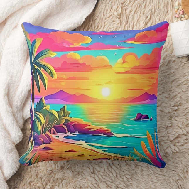 Tropical Sunset: Vivid Sky Cushion (Blanket)