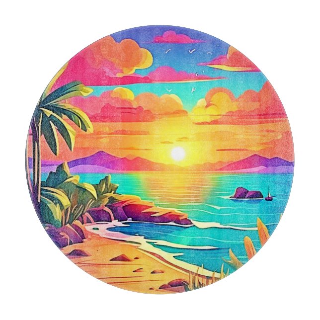 Tropical Sunset: Vivid Sky Cutting Board (Front)