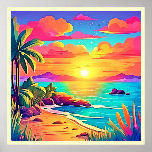 Tropical Sunset: Vivid Sky Poster