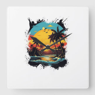 Tropical Sunset Wall Clock