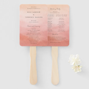 Tropical Sunset Watercolor Elegant Wedding Program Hand Fan