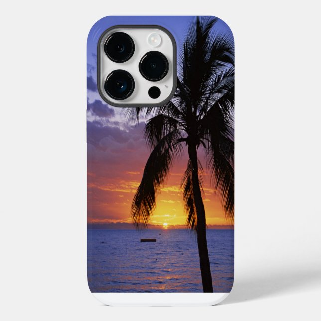 Tropical Sunset with Palm Tree, Case-Mate iPhone Case (Back)