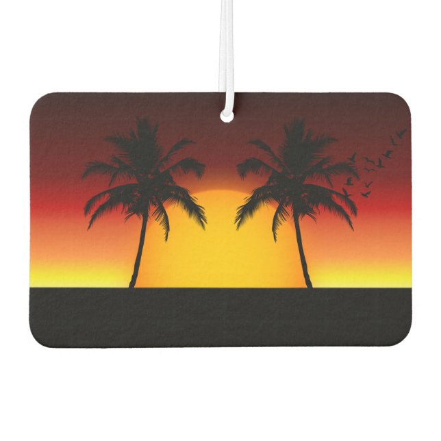 Tropical Sunset with Palm Trees Car Air Freshener (Front)