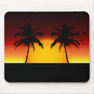 Tropical Sunset with Palm Trees Mouse Pad