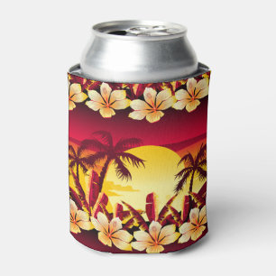 Tropical sunset with palms can cooler