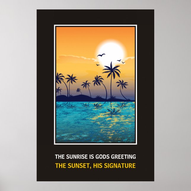 Tropical sunset with quote motivational print (Front)