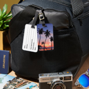 Tropical Sunset with Silhouetted Palmtrees Luggage Tag