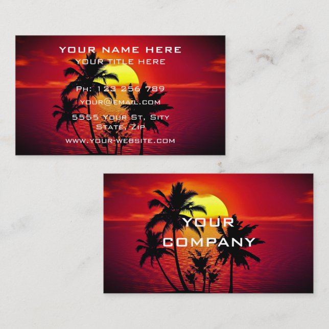 Tropical Sunset Your Company Modern Business Card (Front/Back)