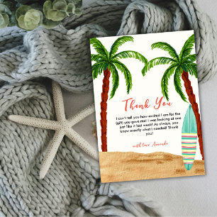 Tropical Surf Baby On Board Baby Shower  Thank You Card