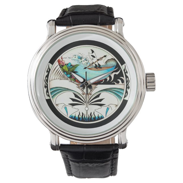 Tropical Surf Mandala  Watch (Front)