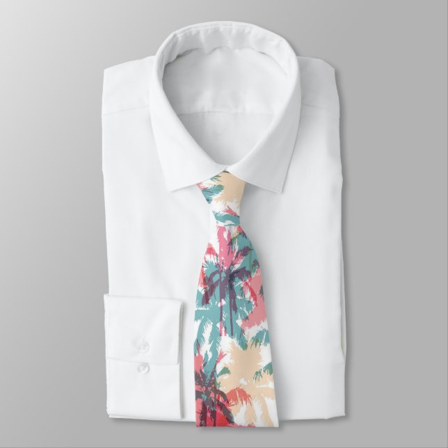 Tropical Surf | Ocean Beach | Seaside Palm Trees Tie (Tied)