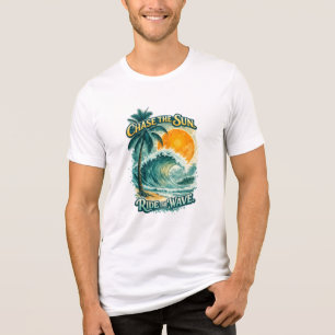 Tropical Surf Sunset T-Shirt – Chase the Sun Ride Tri-Blend Shirt