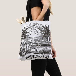 Tropical Surf Van Colouring Tote Bag