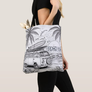 Tropical Surf Van Colouring Tote Bag