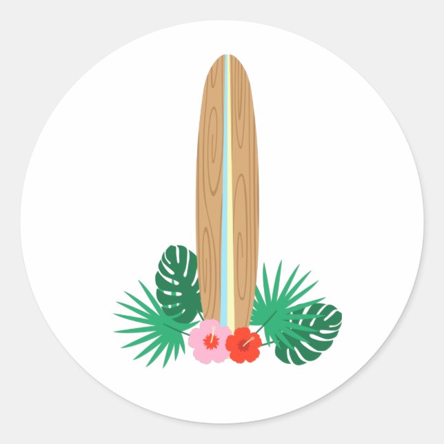 Tropical Surfboard Classic Round Sticker (Front)