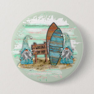 Tropical Surfing Watercolor Beach Gnomes 7.5 Cm Round Badge