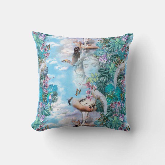 Tropical Surrealism Fantasy Cushion (Front)