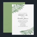 Tropical Sweet 16. Green exotic 16th birthday Invitation<br><div class="desc">Summer tropical Sweet 16 birthday invitation with green exotic leaves. Contact me,  please,  if you need additional items.</div>