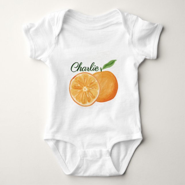 Tropical Sweet: Happy Orange" Editable Baby Bodysuit (Front)