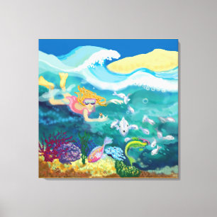 Tropical swim canvas print