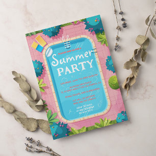 Tropical Swimming Pool Party Fun Summer Invitation