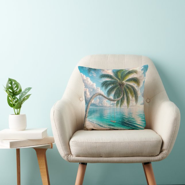 Tropical Swing Hanging From Palm Tree Cushion (Chair)