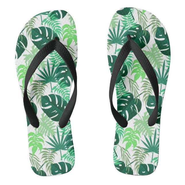 Tropical Swiss cheese plants (leaves) Jandals (Footbed)
