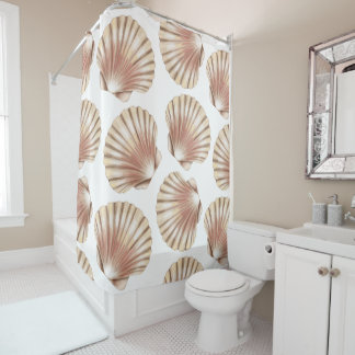 TROPICAL TAN SEASHELLS SHOWER CURTAIN