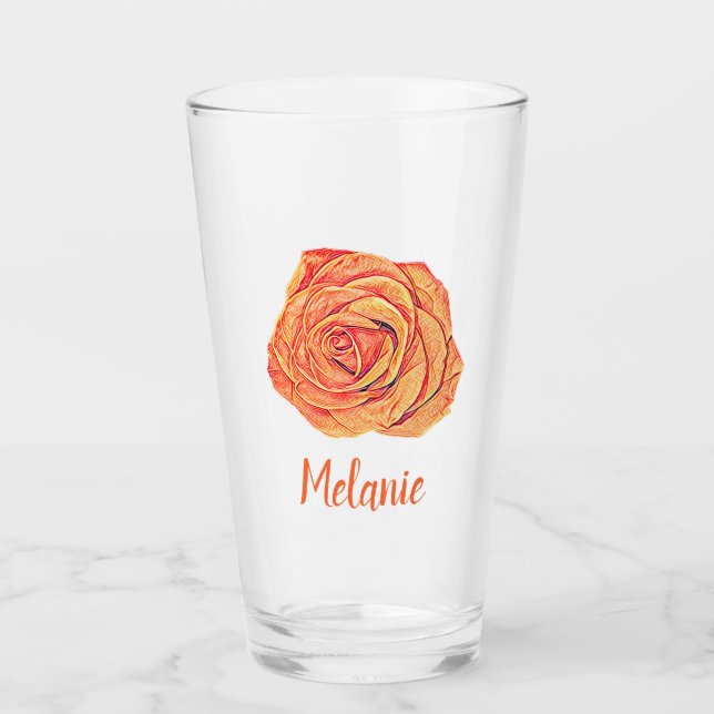 Tropical Tangerine Rose Glass (Front)